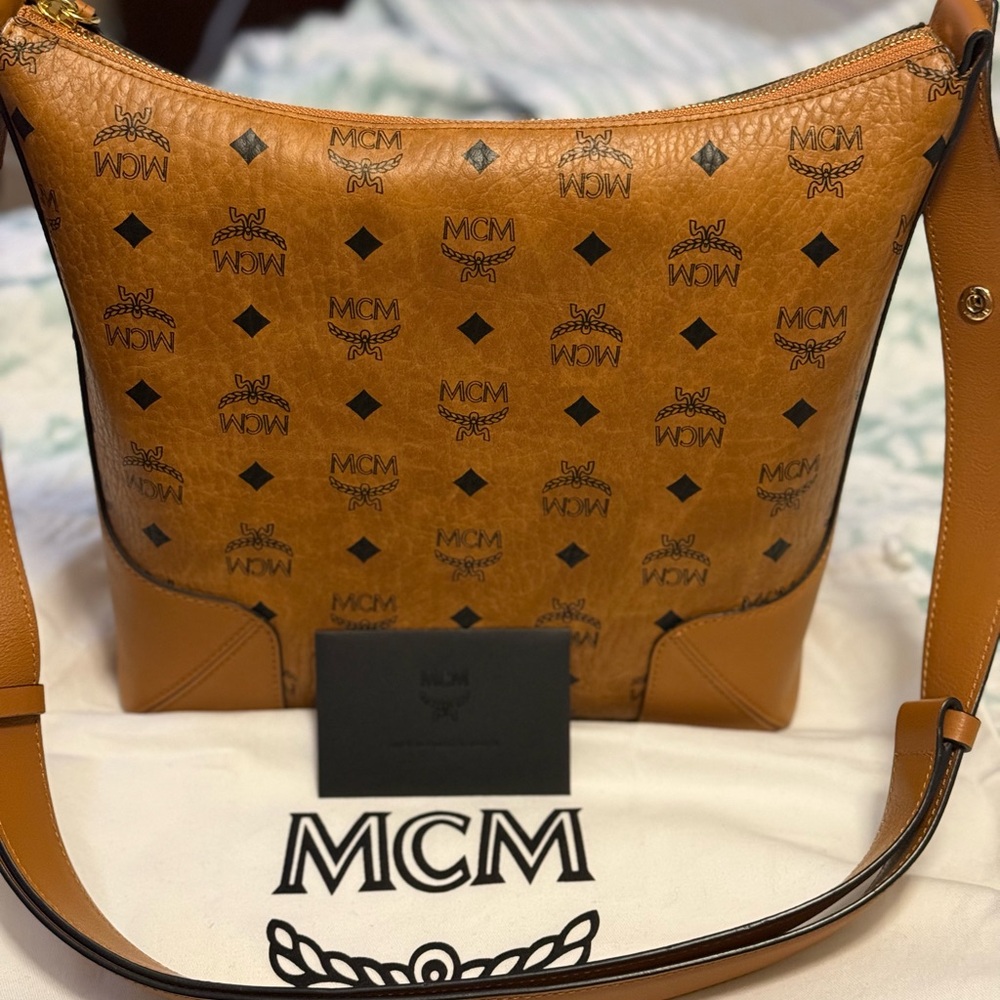 MCM Cognac Visetos Shoulder Bag Medium